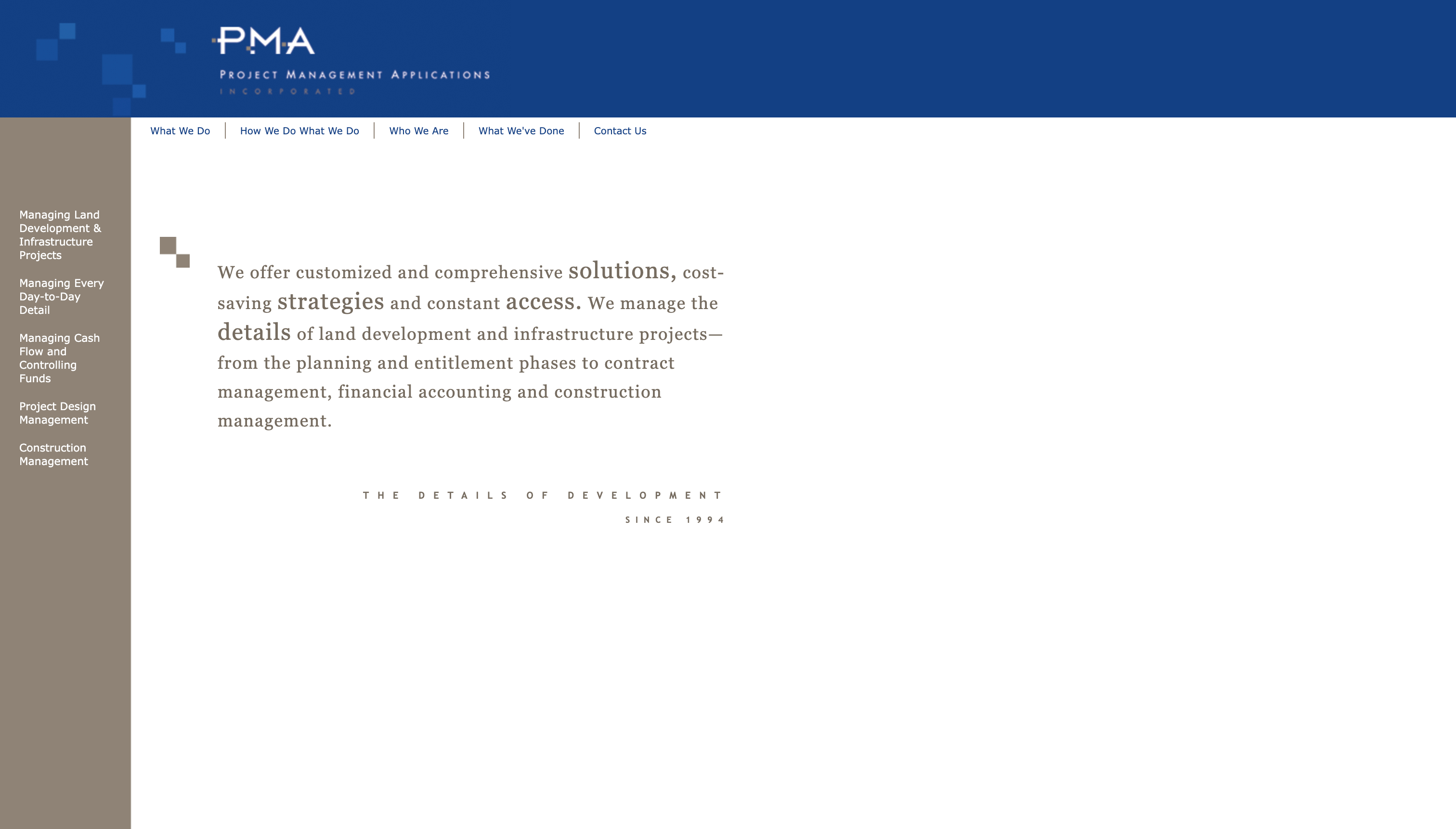 Original PMA Sacramento website before the redesign